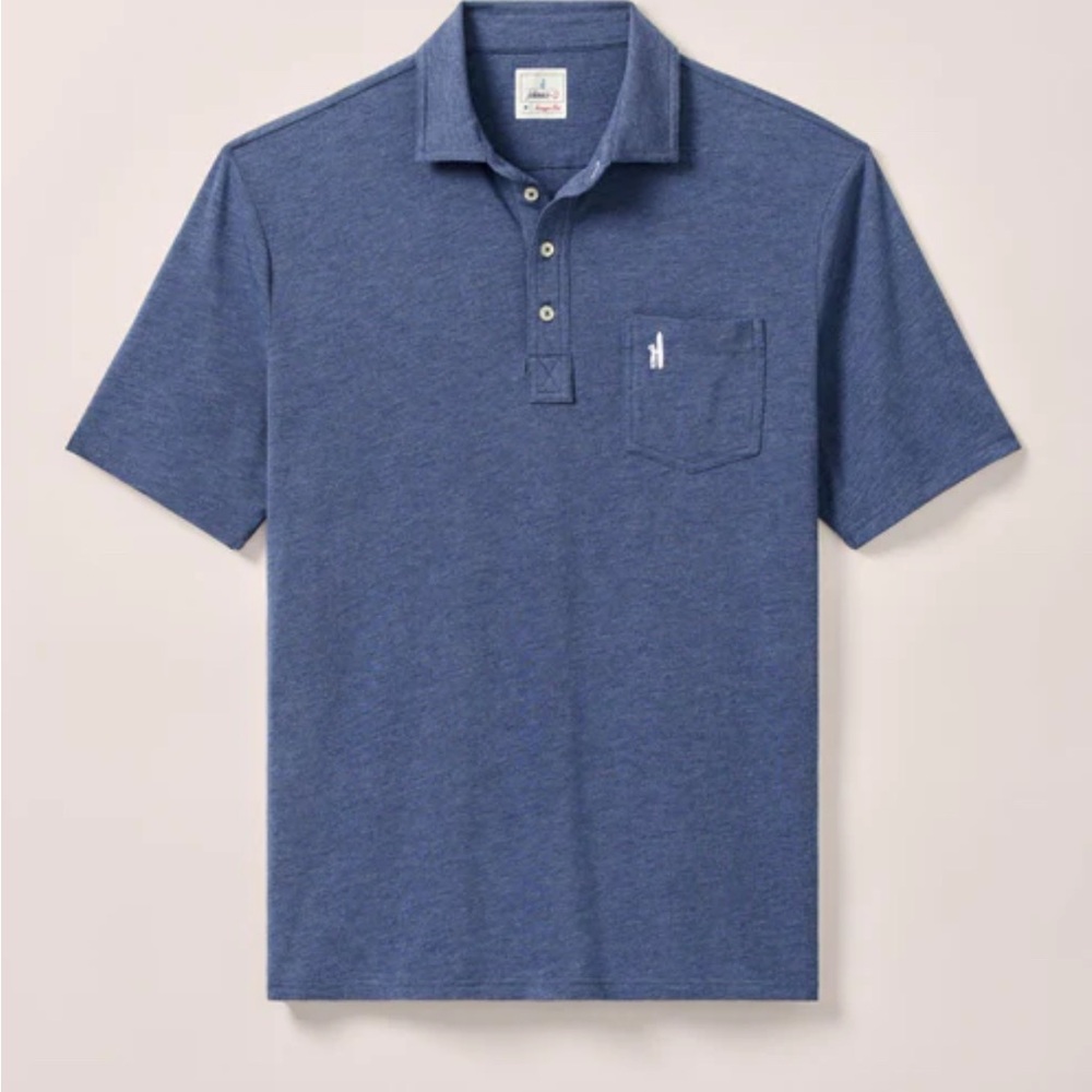 johnnie-O Hangin’ Out Classic Blue Polo Shirt Sam Adams logo on sleeve XXL
